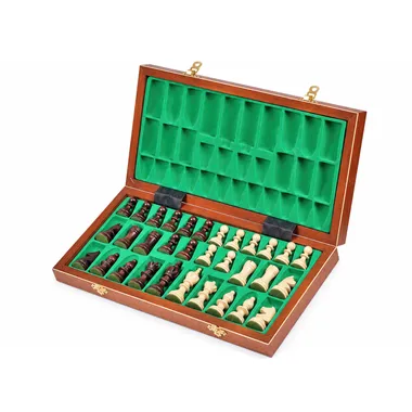Coffret pliable Olympic ouvert montrant les compartiments de rangement en feutrine verte