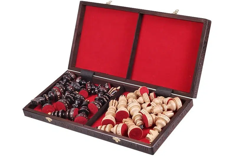 Grand Jeu d'Echecs et Echiquier Pliable en Bois avec Rangement – Image 2