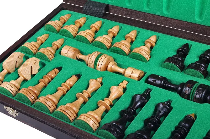 Grand Jeu d'Echecs et Plateau de Jeu Pliant en Bois avec Rangement – Image 6