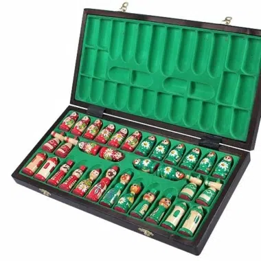 Alternative view of Jeu d'Echecs en Bois pour Enfants Babushka Poupées Russes Vert