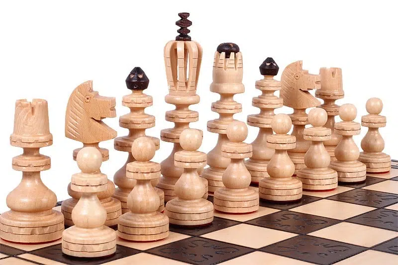 Grand Jeu d'Echecs et Echiquier Pliable en Bois avec Rangement – Image 4