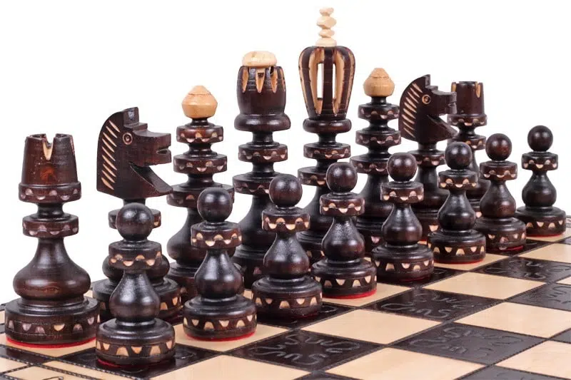 Grand Jeu d'Echecs et Echiquier Pliable en Bois avec Rangement – Image 3