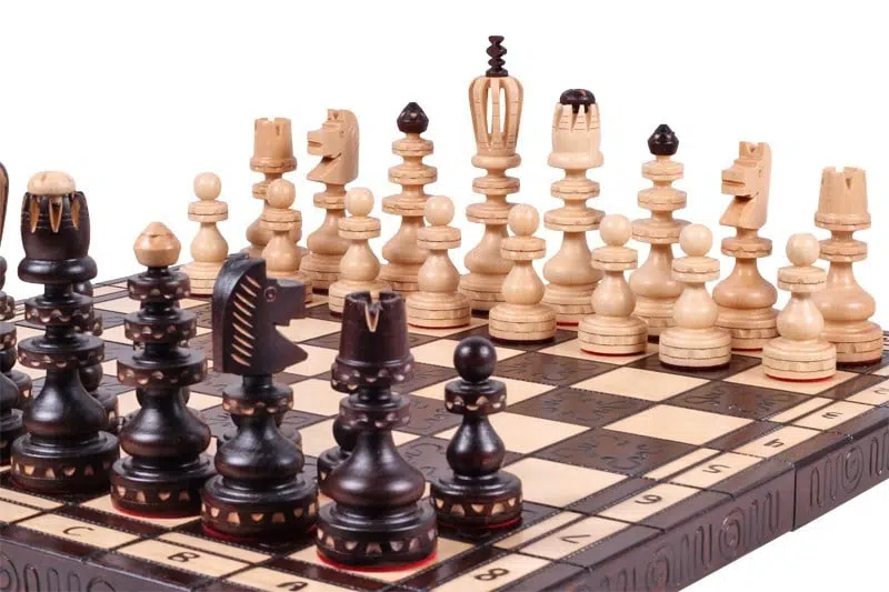 Grand Jeu d'Echecs et Echiquier Pliable en Bois avec Rangement – Image 6