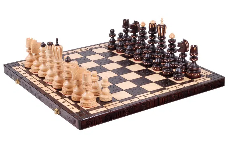 Grand Jeu d'Echecs et Echiquier Pliable en Bois avec Rangement – Image 5