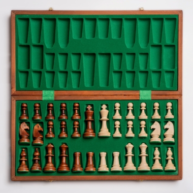 Echiquier Pliant et Jeu d'Echecs en Bois Taille 5