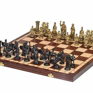 Echiquier Pliable en Bois et Pieces Echecs Spartiates avec Rangement