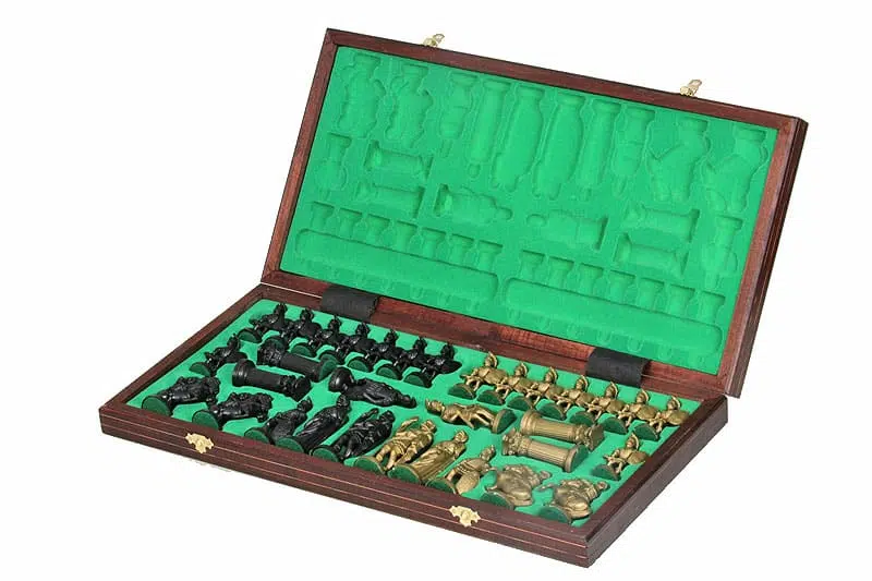 Echiquier Pliable en Bois et Pieces Echecs Spartiates avec Rangement – Image 2