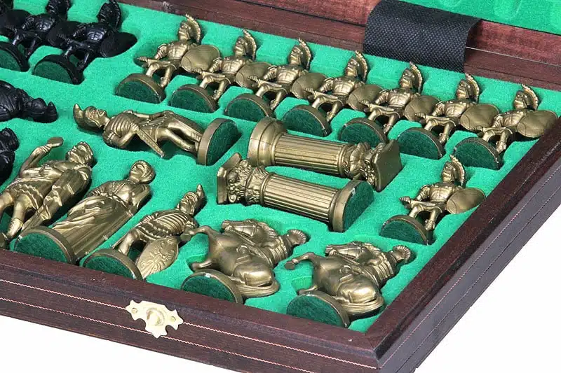 Echiquier Pliable en Bois et Pieces Echecs Spartiates avec Rangement – Image 6