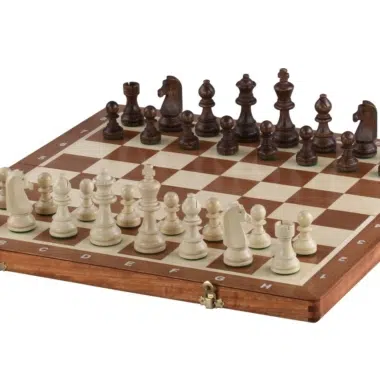 Echiquier en Bois Pliable et Pieces Echecs Staunton en Bois avec Rangement