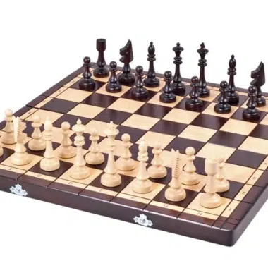 Jeu Echecs Design en Bois et Echiquier Pliable avec Rangement