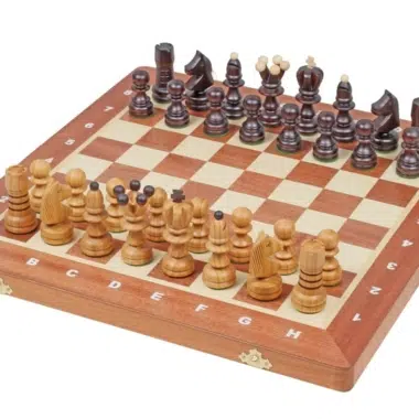 Pieces Echecs en Bois et Echiquier Pliant en Bois avec Rangement