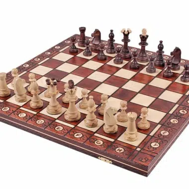 Jeu Echecs en Bois et Echiquier Pliant en Bois avec Rangement