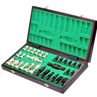Alternative view of Echiquier Pliant en Bois Alphanumérique avec Rangement et Pieces Echecs en Bois