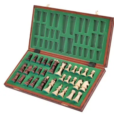 Alternative view of Jeu Echecs en Bois et Echiquier Pliant en Bois avec Rangement