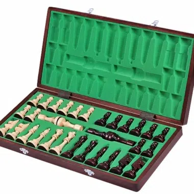 Alternative view of Jeu Echecs Design en Bois et Echiquier Pliable avec Rangement
