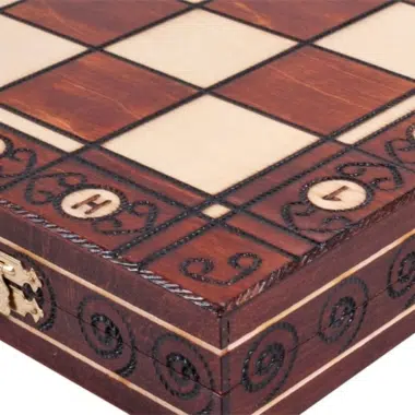 Jeu Echecs en Bois et Echiquier Pliant en Bois avec Rangement – Image 8