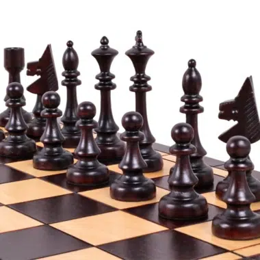 Jeu Echecs Design en Bois et Echiquier Pliable avec Rangement – Image 3