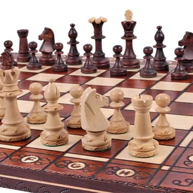 Jeu Echecs en Bois et Echiquier Pliant en Bois avec Rangement – Image 5
