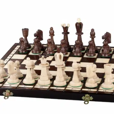 Jeu d'Echecs en Bois et Echiquier Pliable en Bois avec Rangement