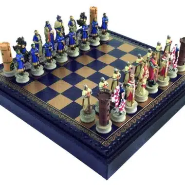 Ensemble Croisade en jeu sur échiquier en similicuir, vue d'ensemble