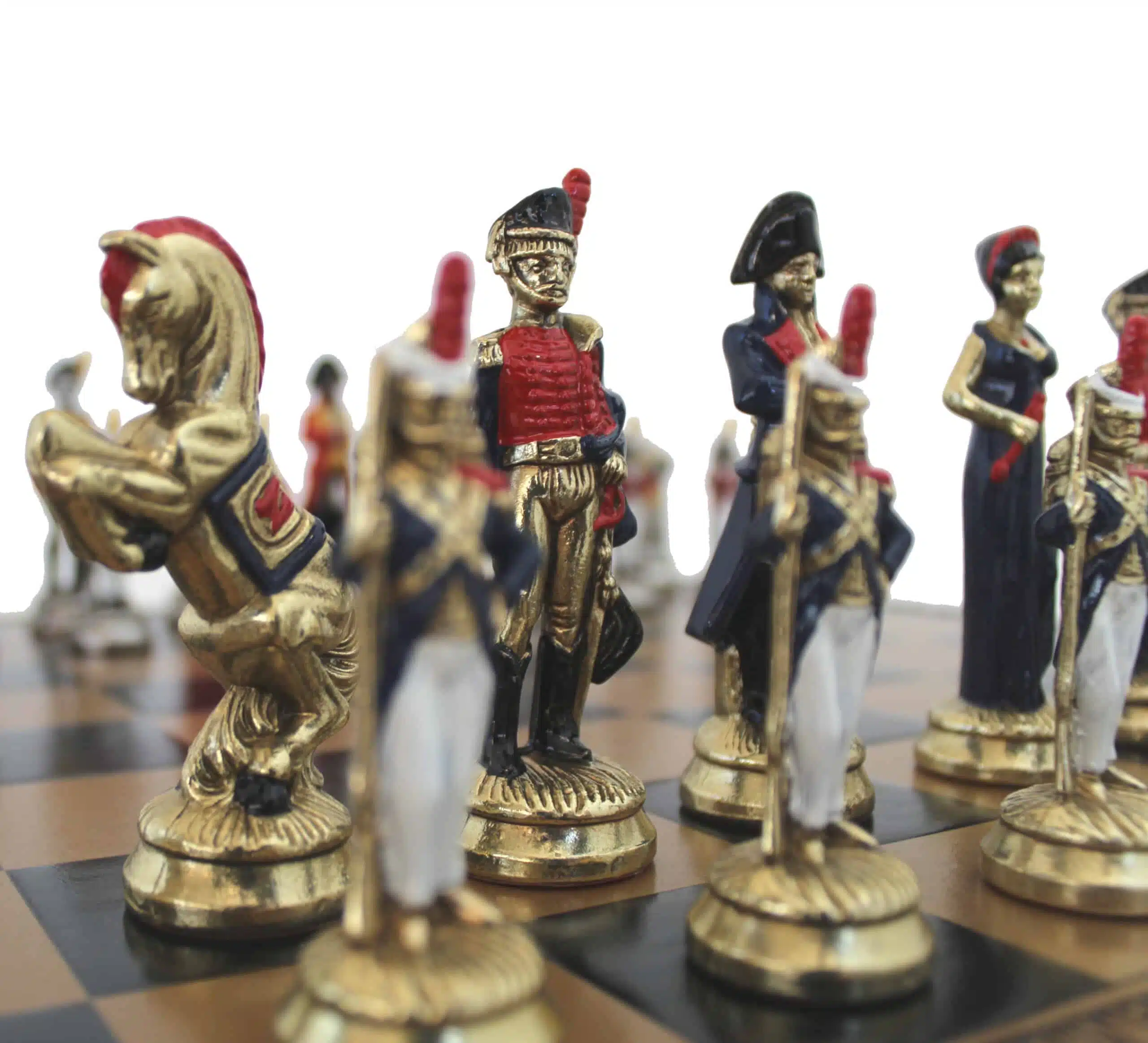 Jeu d'Échecs Napoléon Peint à la Main et Échiquier en Similicuir avec Rangement – Image 3