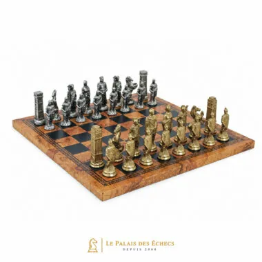 Jeu d'Échecs Romains vs Barbares et Échiquier en Similicuir Ancienne Carte du Monde