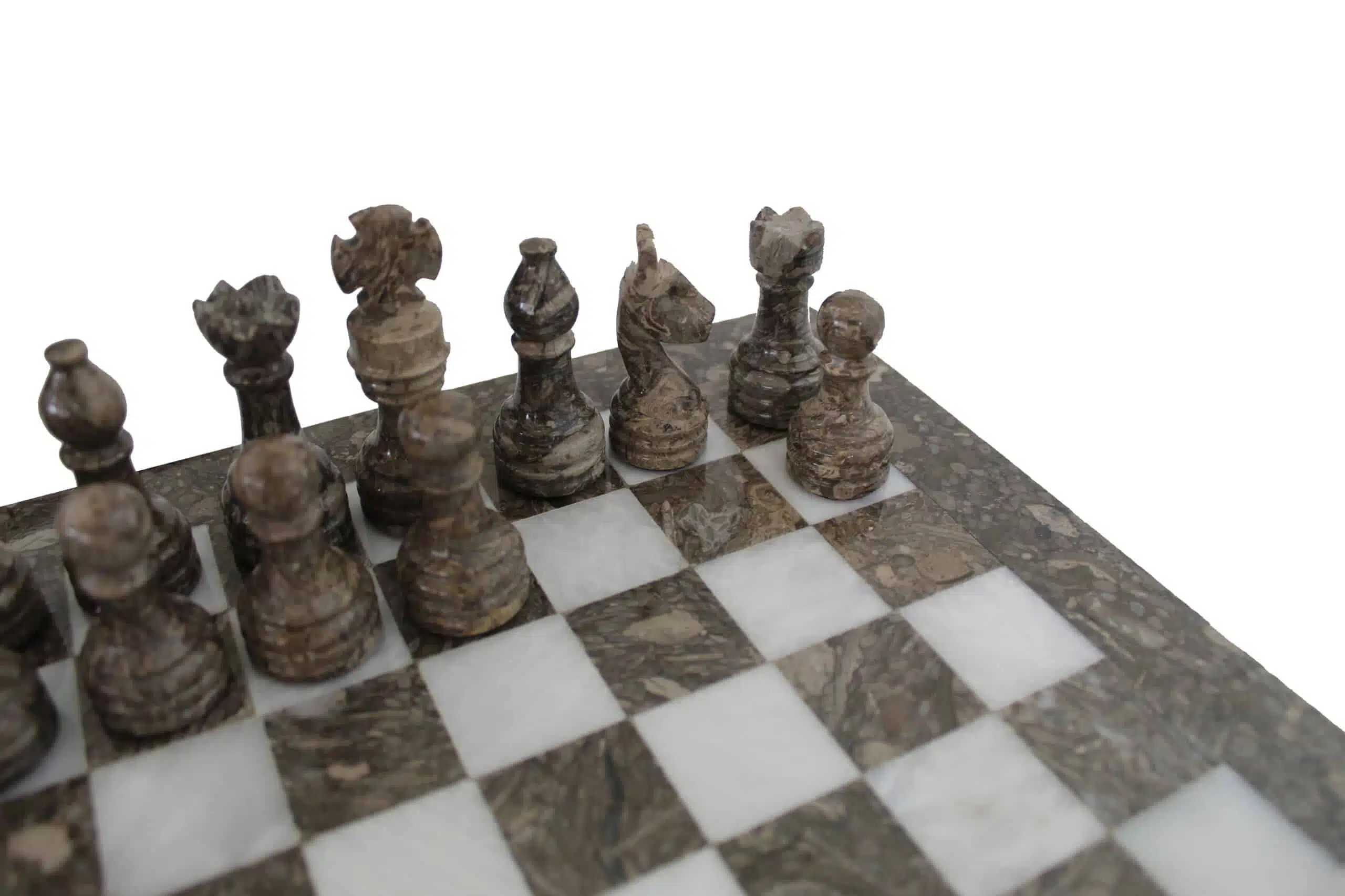 Jeu d'Echecs en Marbre Gris et Blanc 30x30cm – Image 3