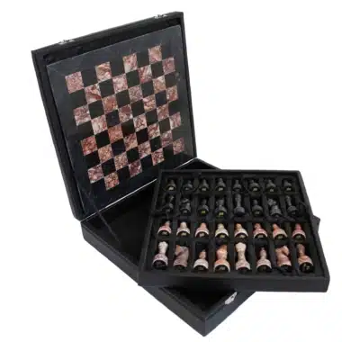 Alternative view of Jeu d'Echecs en Marbre Rose et Noir