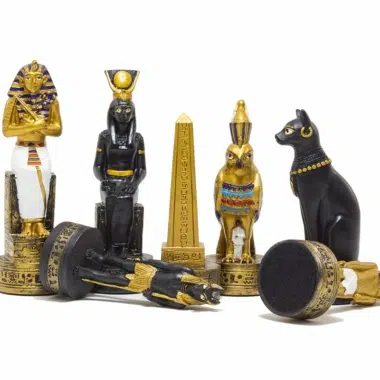 Alternative view of Pieces d Echecs Egypte et Echiquier en Bois avec Rangement