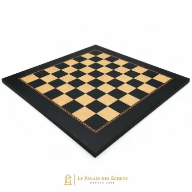 Échiquier Jeu de la Dame vu de face, cases noires et racine de frêne