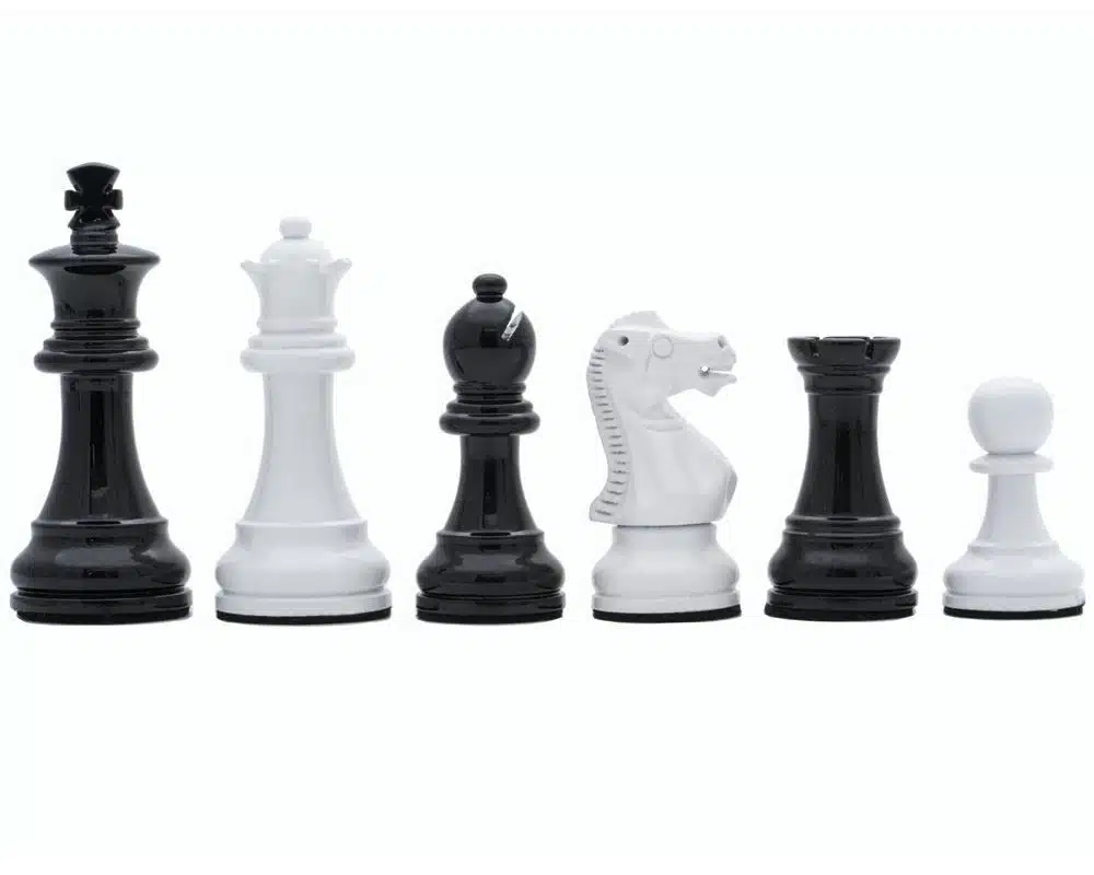 Jeu d'Echec Noir et Blanc en Bois et Echiquier Noir sur Pied avec Tiroir – Image 3