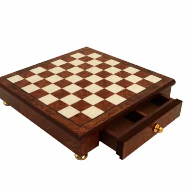 Echiquier sur Pied en Bois d'Orme et de Bruyere avec Tiroir de Rangement