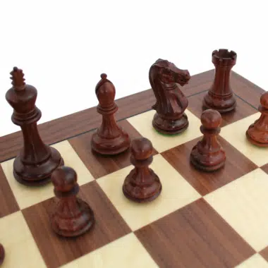 Pieces Echecs en Bois de Rose Staunton et Echiquier en Bois de Noyer et Erable – Image 2
