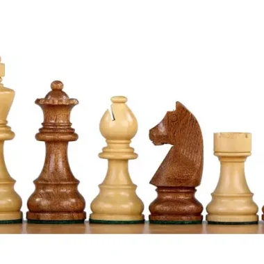 Ensemble Jeu Échecs de Tournoi en Bois d'Acacia et de Buis et Echiquier en Bois de Padouk