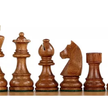 Ensemble Jeu Échecs de Tournoi en Bois d'Acacia et de Buis et Echiquier en Bois de Padouk