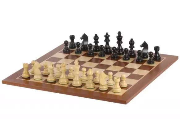 Ensemble Classique Staunton Jeu d&rsquo;Échecs en Bois d Ébène et Buis et Echiquier en Bois d&rsquo;Acajou