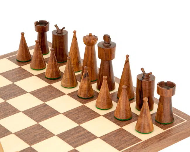Jeu d'Echecs Art Deco en Bois – Image 3