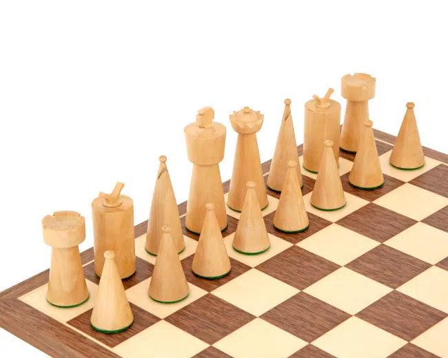 Jeu d'Echecs Art Deco en Bois – Image 4