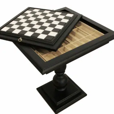 Alternative view of Table d'Echec en Bois de Tilleur Noir et Plateau de Jeu en Marbre de Carrare