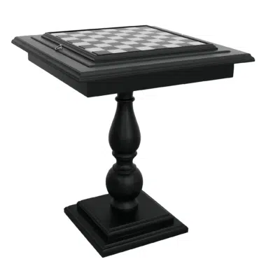 Table d'Echec en Bois de Tilleur Noir et Plateau de Jeu en Marbre de Carrare