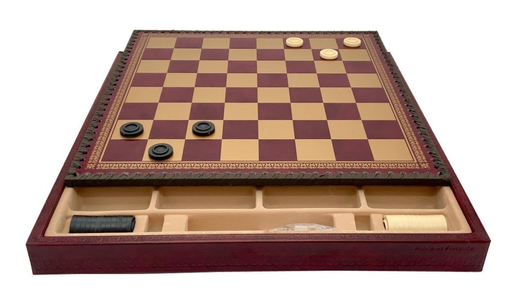 Ensemble Jeu d'Échecs en Résine Peintes à la Main et Échiquier en Similicuir avec Compartiments