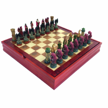 Ensemble Jeu d'Échecs Eau VS Feu et Échiquier avec Compartiments