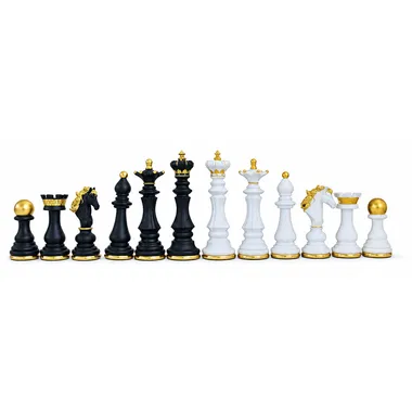 Jeu d'Echecs en Résine Peint à la Main avec Base en Laiton Massif