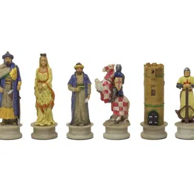 Ensemble Jeu d'Échecs en Résine Peint à la Main Les Croisades et Échiquier en Similicuir avec Rangement – Image 5
