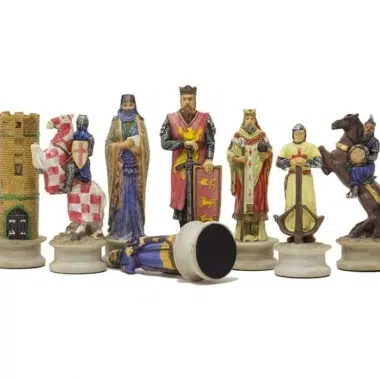 Ensemble Jeu d'Échecs en Résine Peint à la Main Les Croisades et Échiquier en Similicuir avec Rangement – Image 2