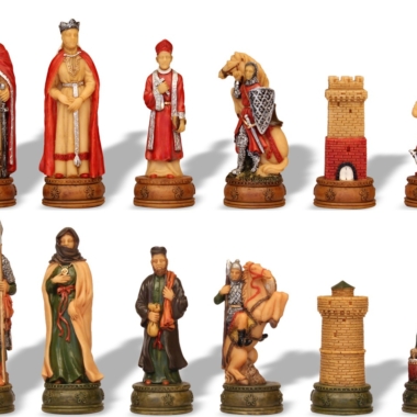 Ensemble Jeu d'Échecs Camelot en Résine et Échiquier en Bois avec Compartiments