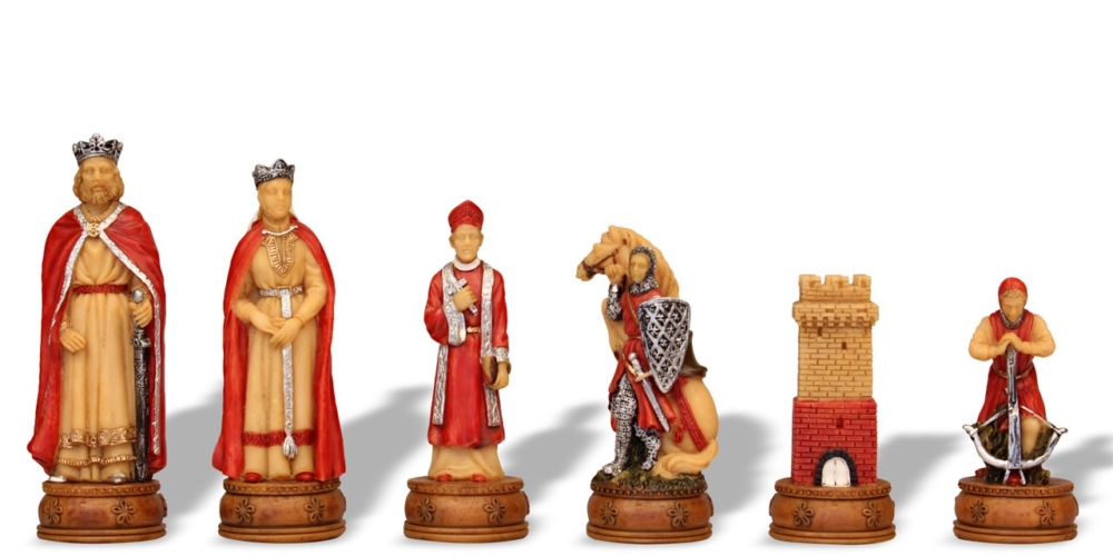 Ensemble Jeu d'Échecs Camelot en Résine et Échiquier en Bois avec Compartiments