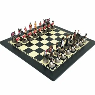 Ensemble Jeu d'Échecs Bataille de Waterloo et Échiquier en Bois