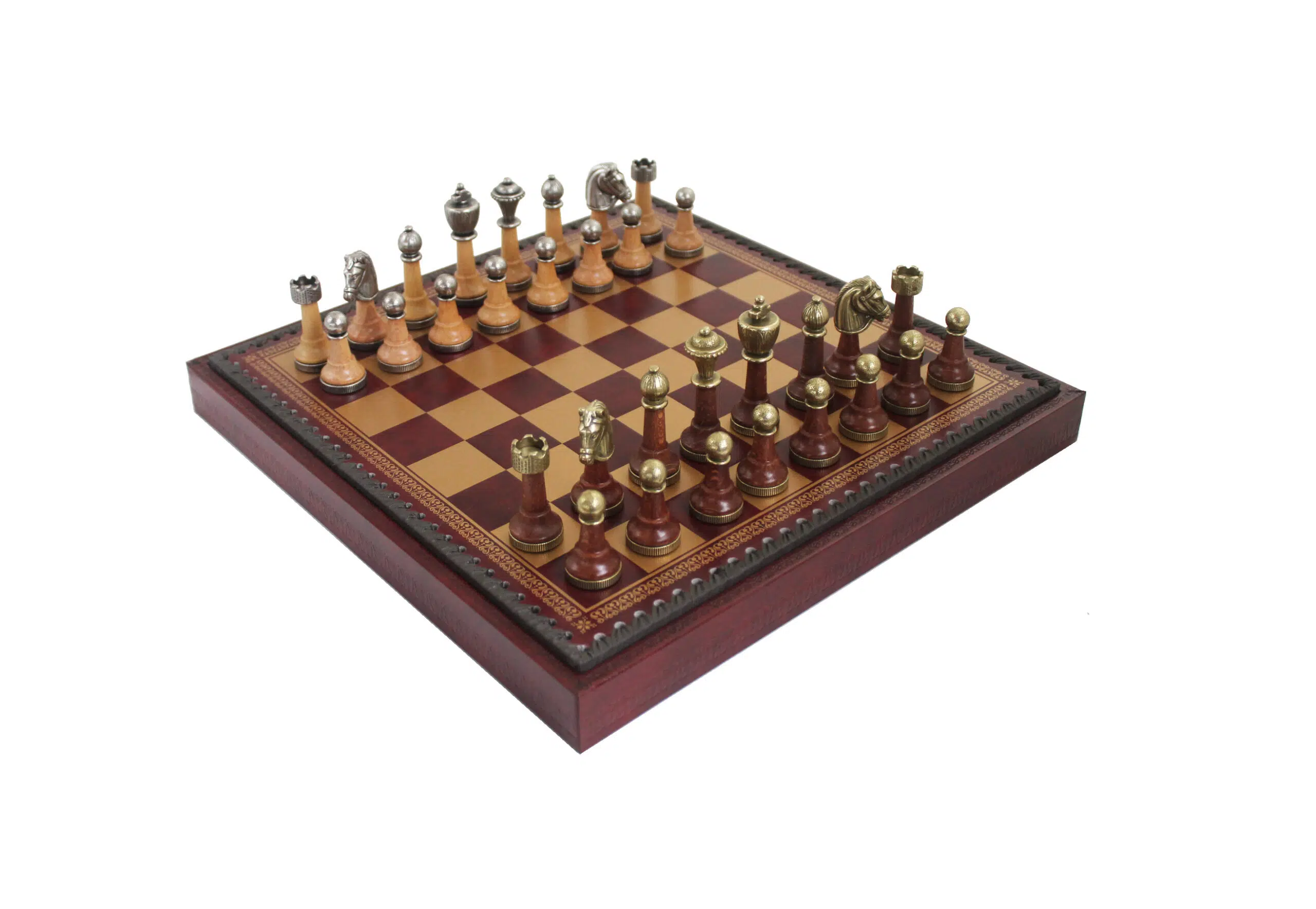 Ensemble Jeu d'Échecs et Échiquier en Similicuir avec Compartiments de Rangement