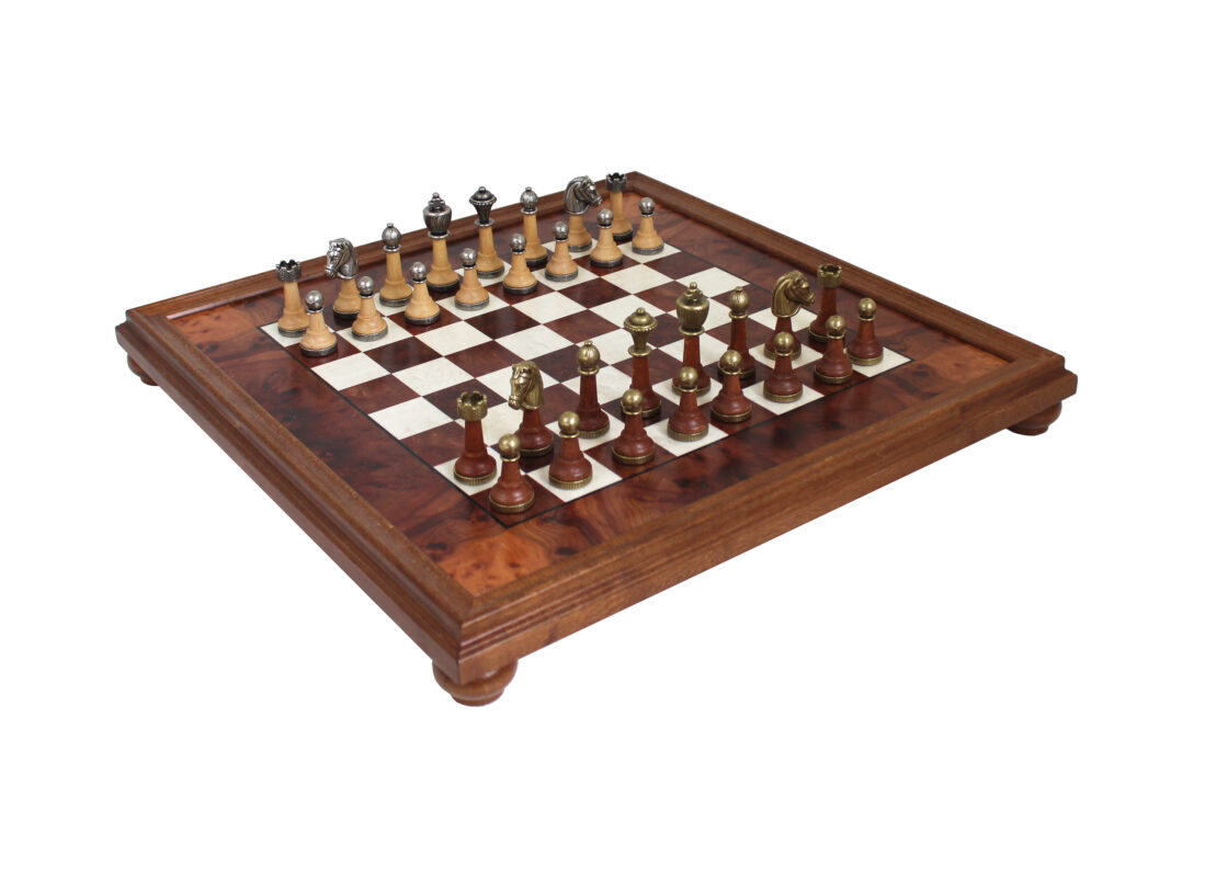 Square - Professionnel Set Tournoi Échecs No 5 Acajou COR LUX + 2 x Extra Dames - Échiquier en Bois + Pièces d'échecs - Staunton 5